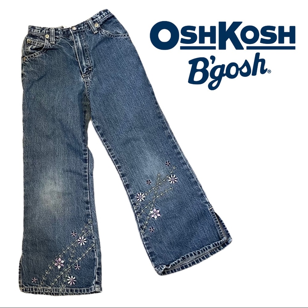 OshKosh B'gosh Denim Jeans with Floral Embroidery - Blue